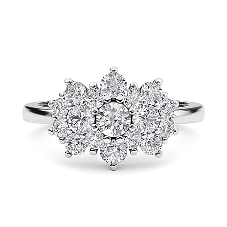 Moissanite Boat Ring in Rhodium Overlay Sterling Silver 2.64 Ct.