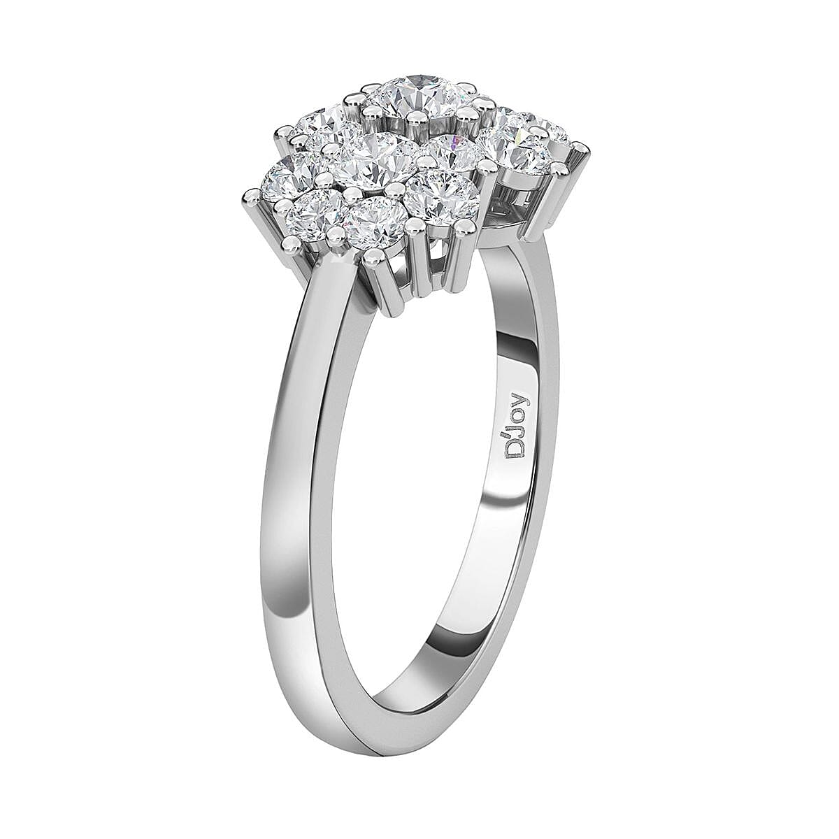 Moissanite Boat Ring in Rhodium Overlay Sterling Silver 2.64 Ct.