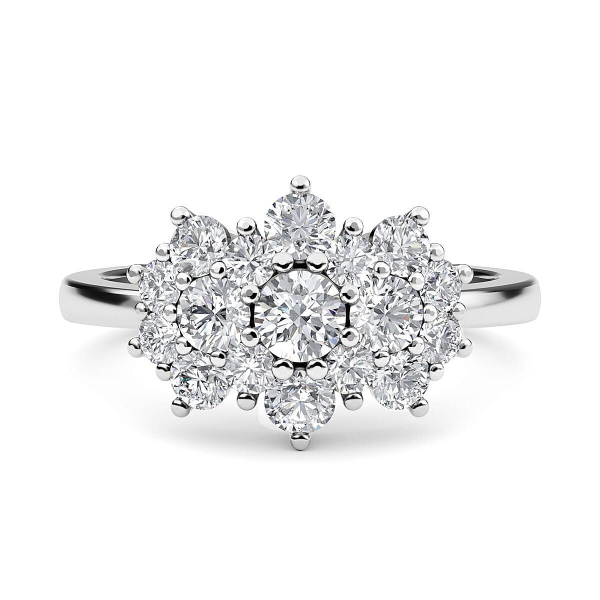 Moissanite Boat Ring in Rhodium Overlay Sterling Silver 2.64 Ct.