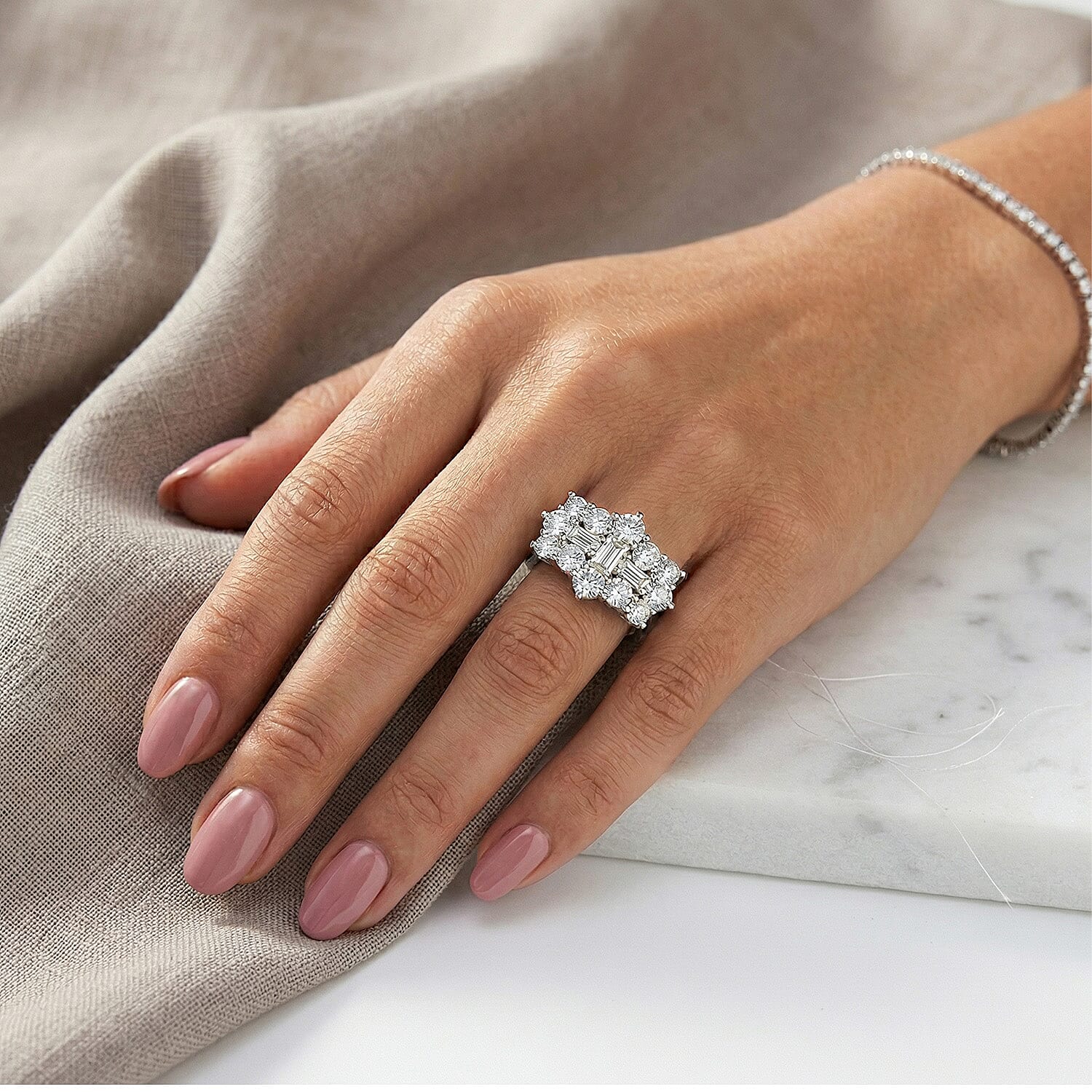 Moissanite Boat Ring in Rhodium Overlay Sterling Silver 2.55 Ct.