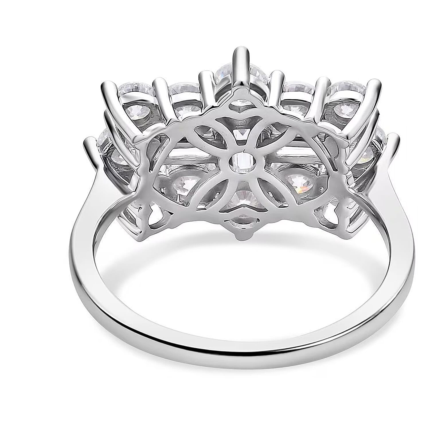 Moissanite Boat Ring in Rhodium Overlay Sterling Silver 2.55 Ct.