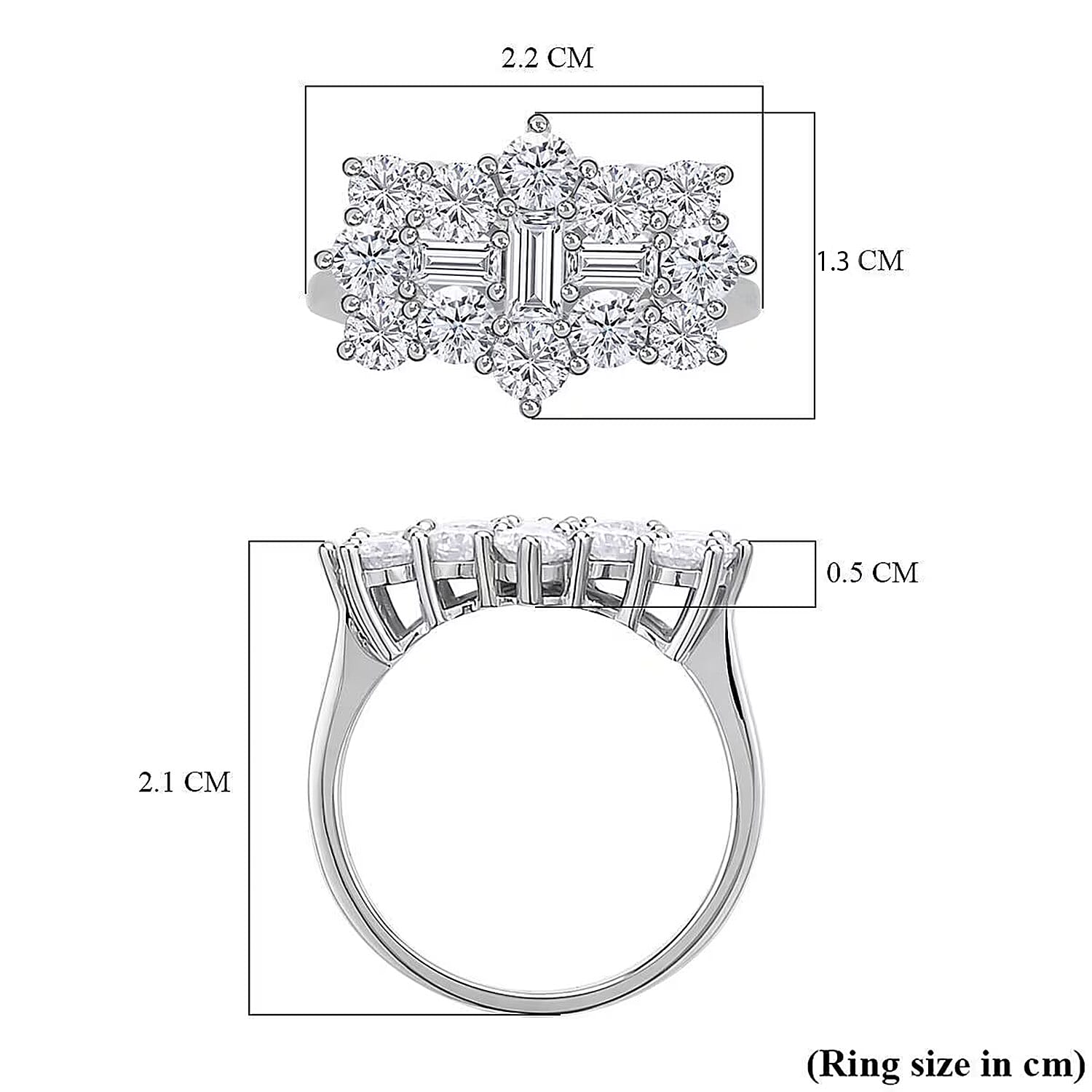 Moissanite Boat Ring in Rhodium Overlay Sterling Silver 2.55 Ct.