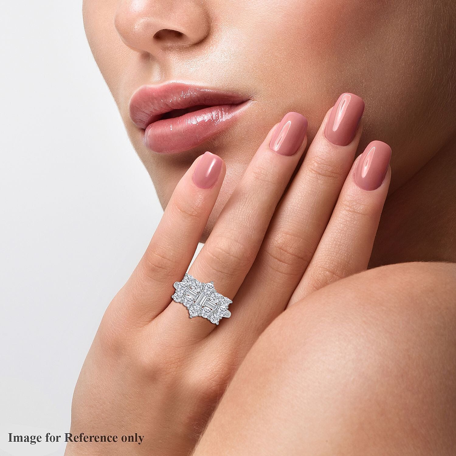 Moissanite Boat Ring in Rhodium Overlay Sterling Silver 2.55 Ct. Moissanite Boat Ring in Rhodium Overlay Sterling Silver 2.55 Ct.