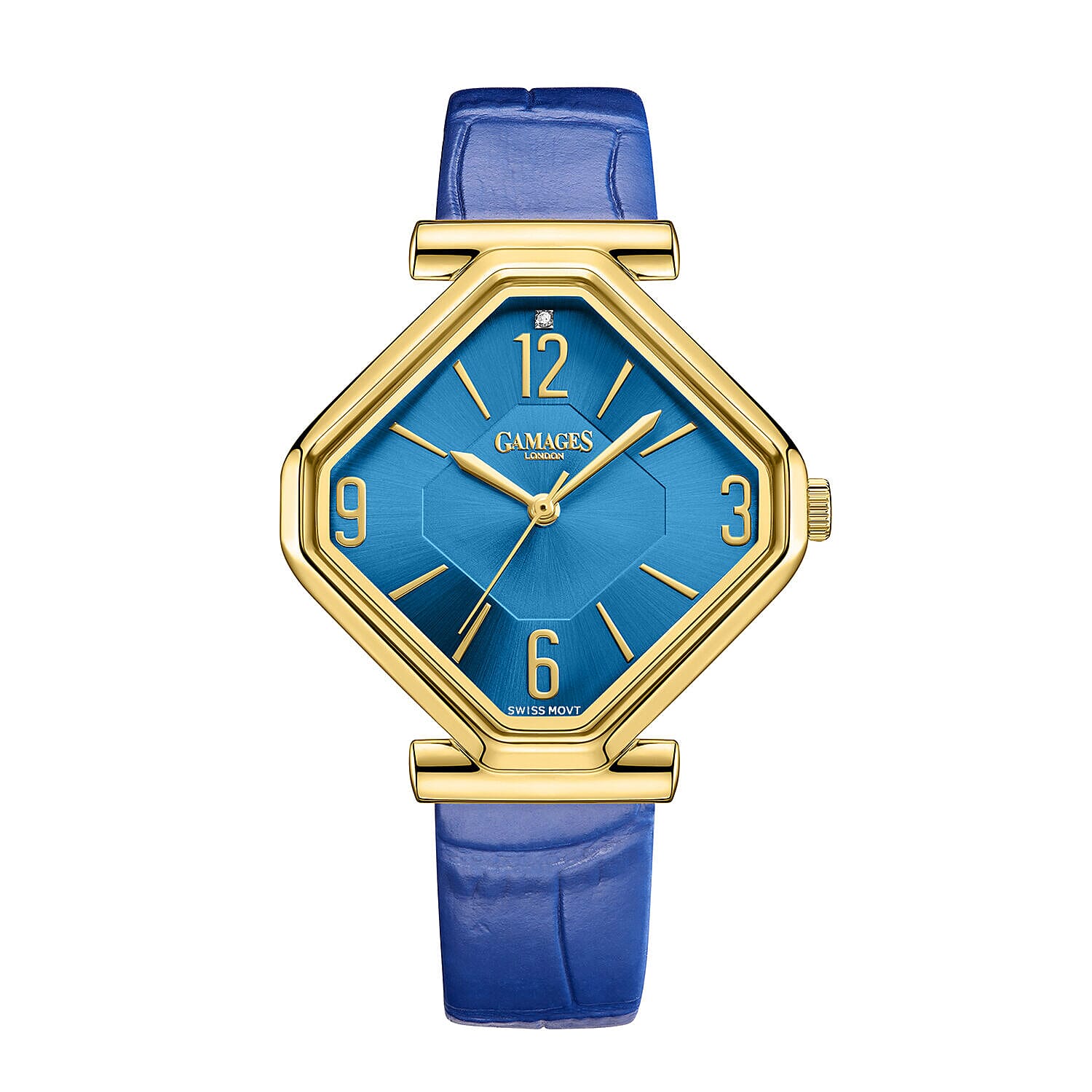 Limited Edition - Gamages Of London Ladies Diamond Stature Ladies Watch with Leather Strap - Navy