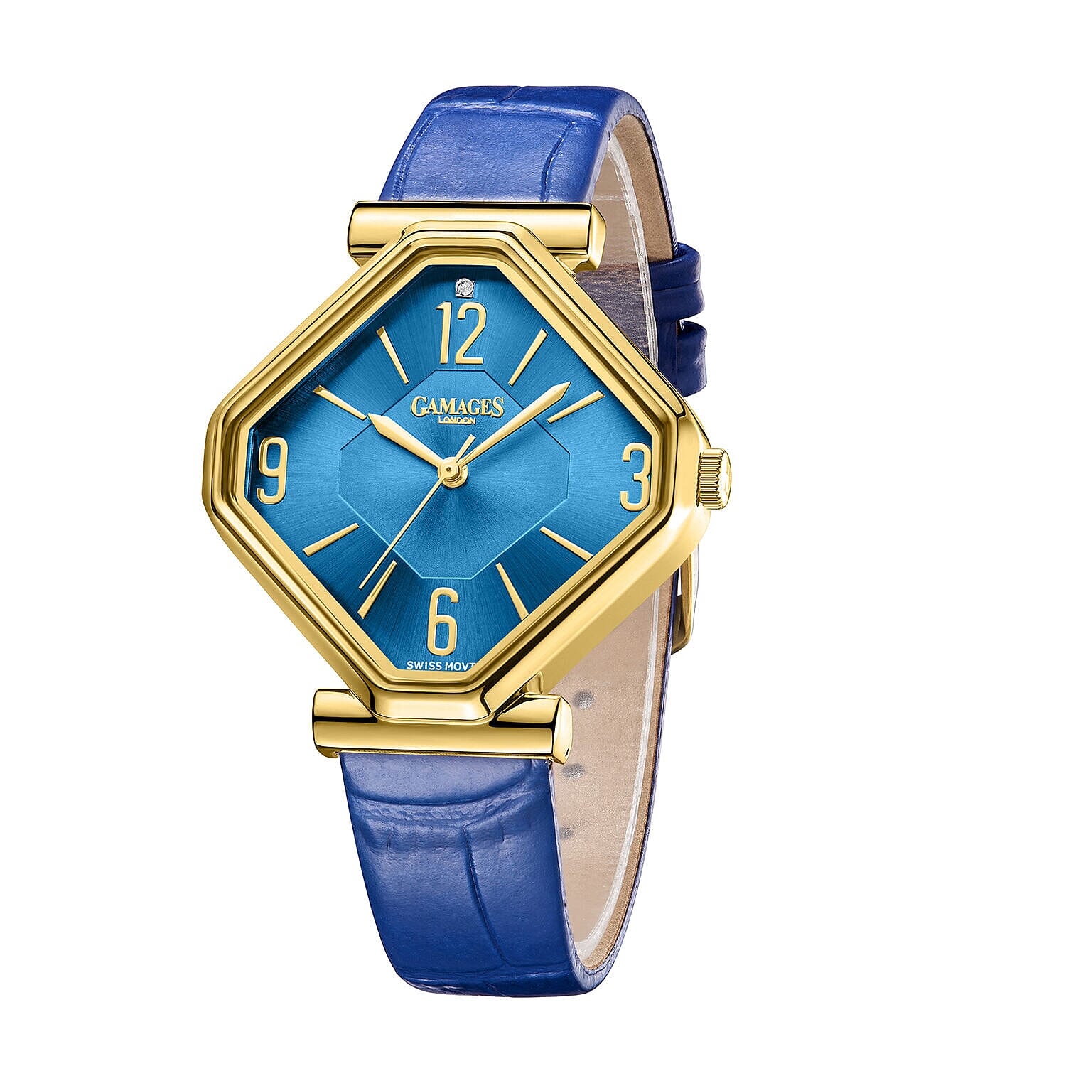 Limited Edition - Gamages Of London Ladies Diamond Stature Ladies Watch with Leather Strap - Navy