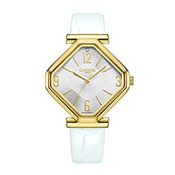 Limited Edition - Gamages Of London Ladies Diamond Stature Ladies Watch with Leather Strap - White