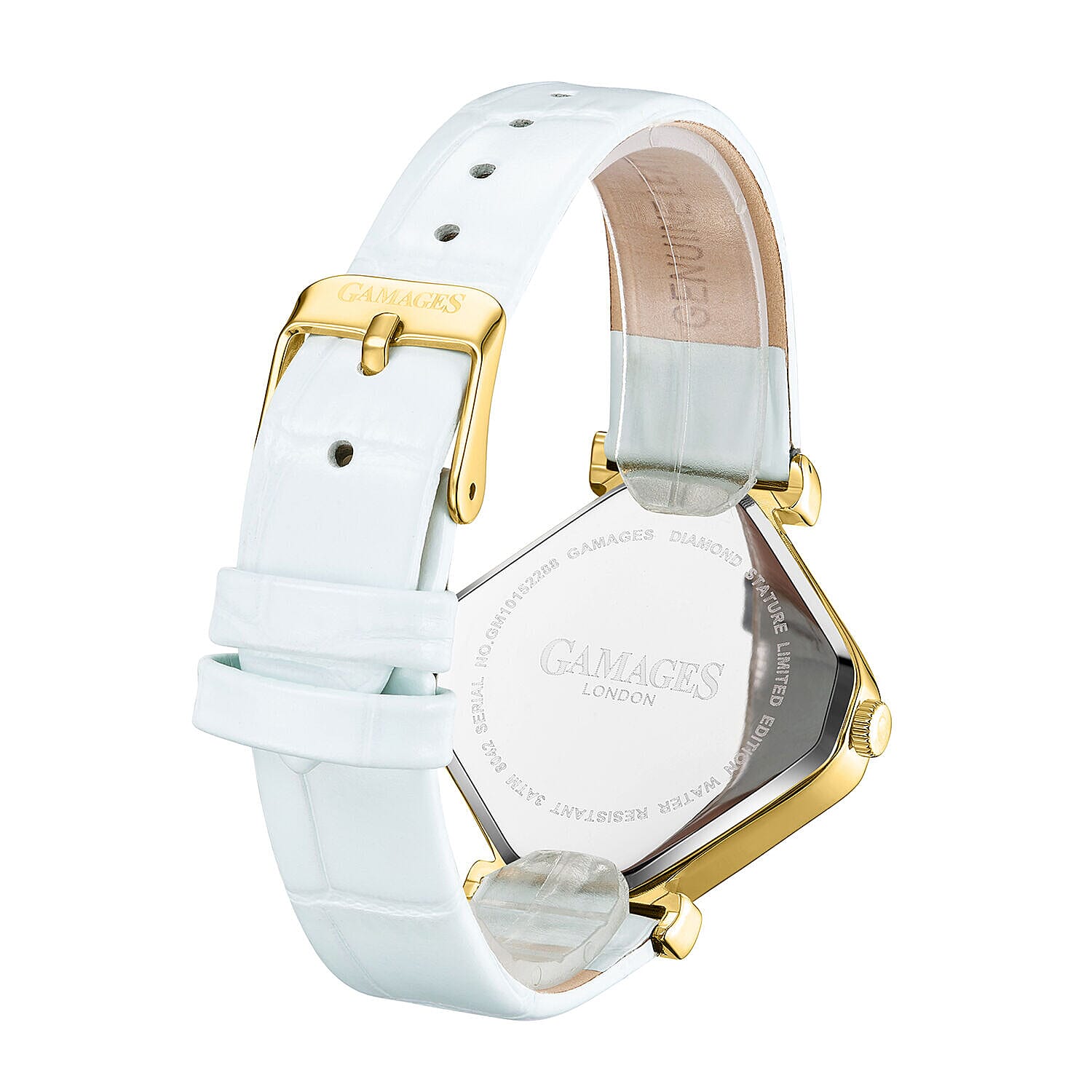 Limited Edition - Gamages Of London Ladies Diamond Stature Ladies Watch with Leather Strap - White