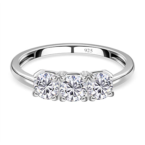 NY Close Out - Simulated Diamond Trilogy Ring in Sterling Silver