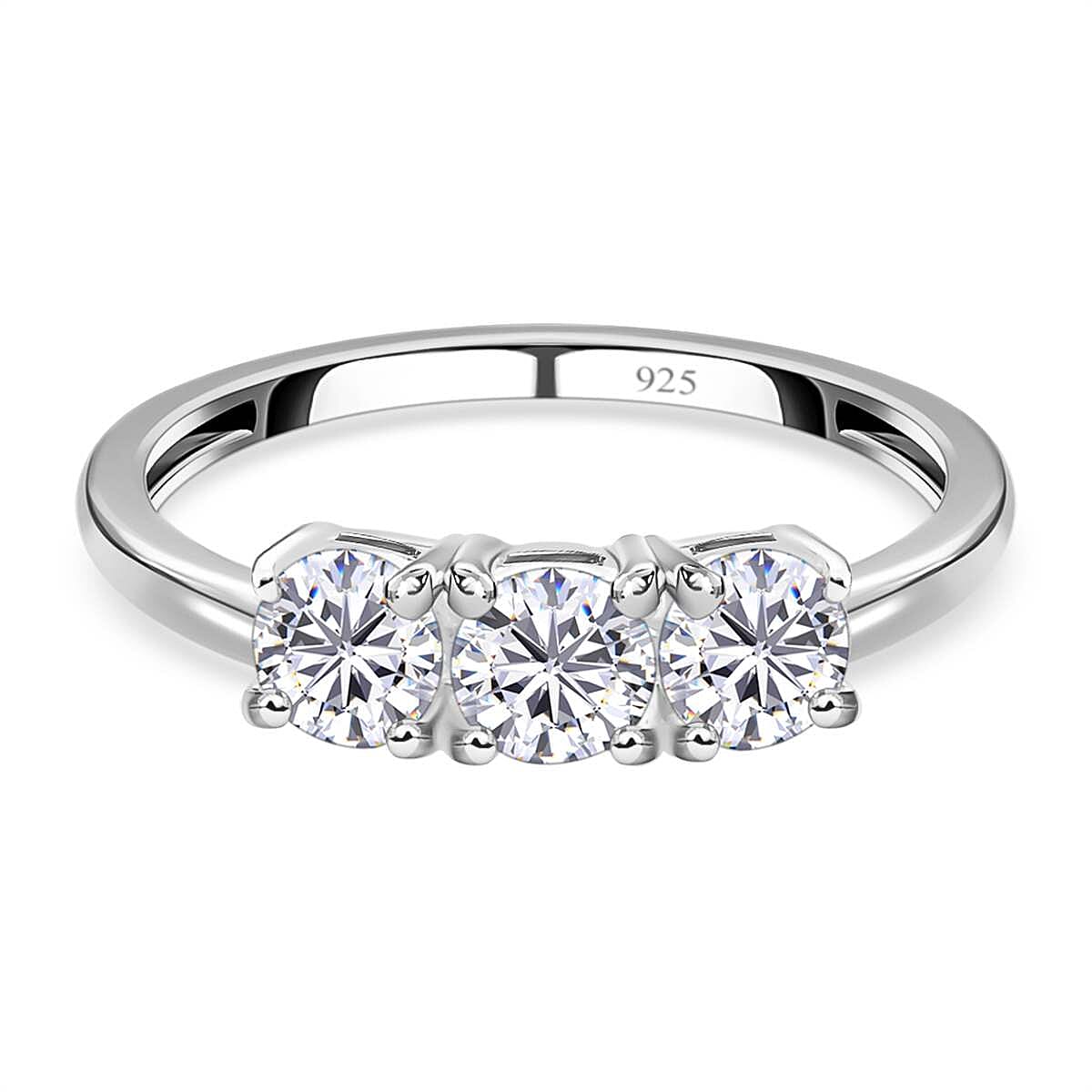 NY Close Out - Simulated Diamond Trilogy Ring in Sterling Silver