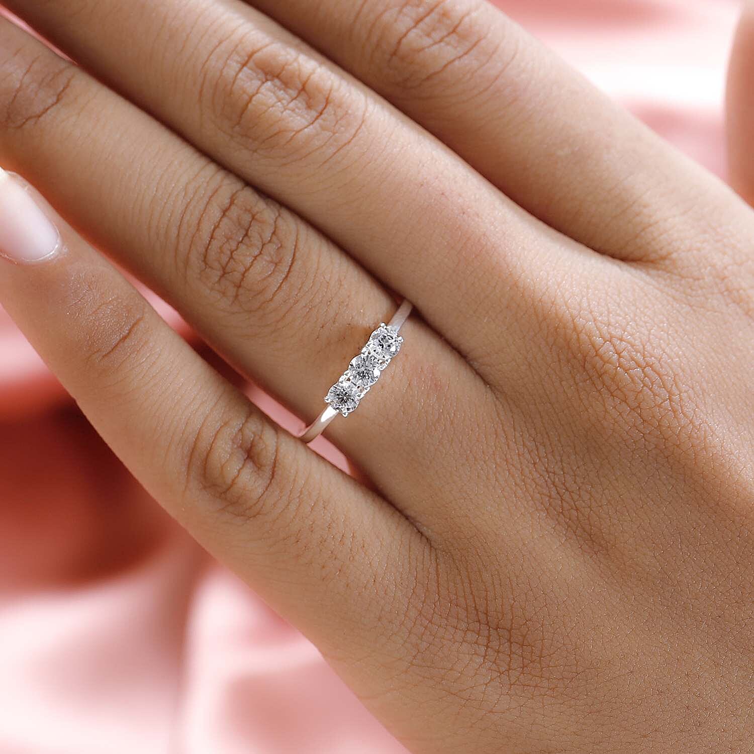 NY Close Out - Simulated Diamond Trilogy Ring in Sterling Silver