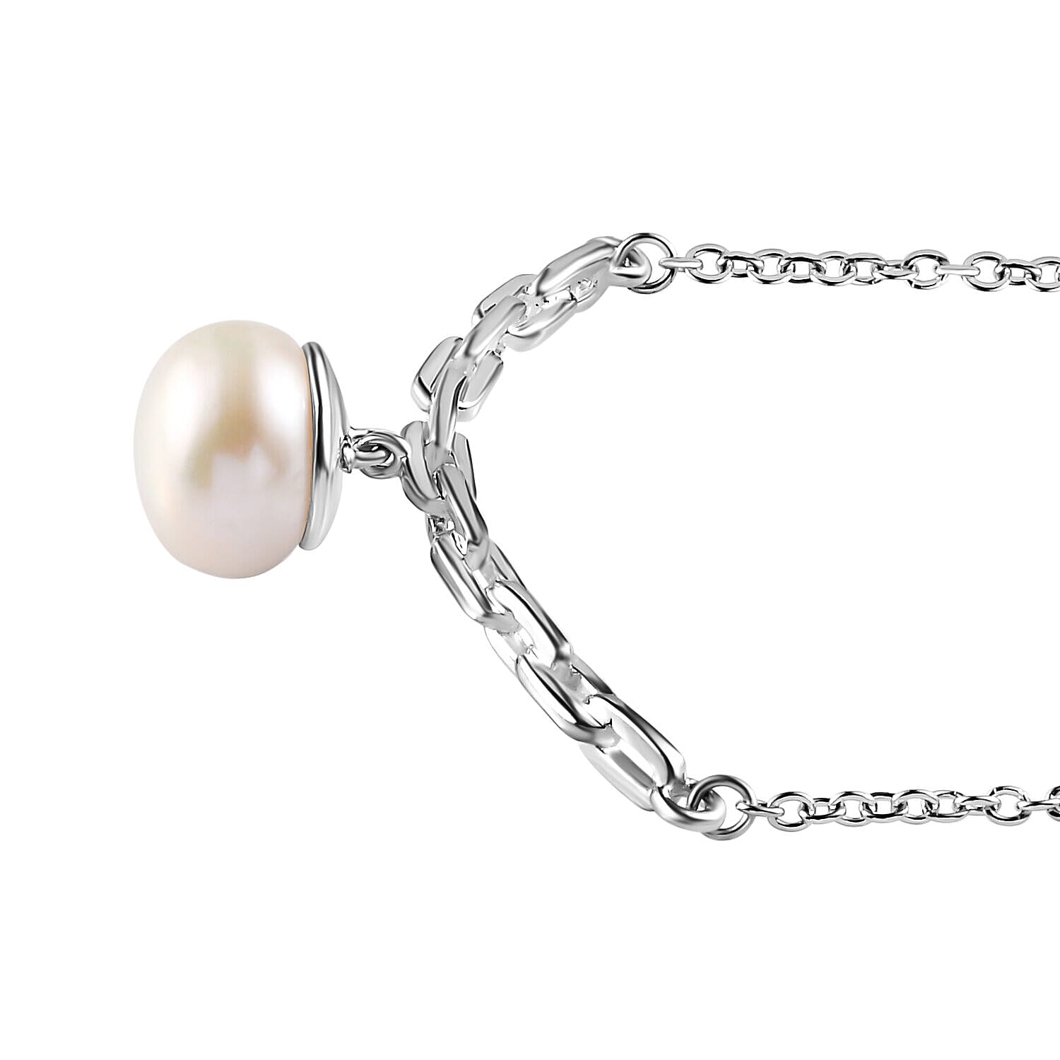 Fresh Water Pearl Necklace in Sterling Silver (Size - 20)