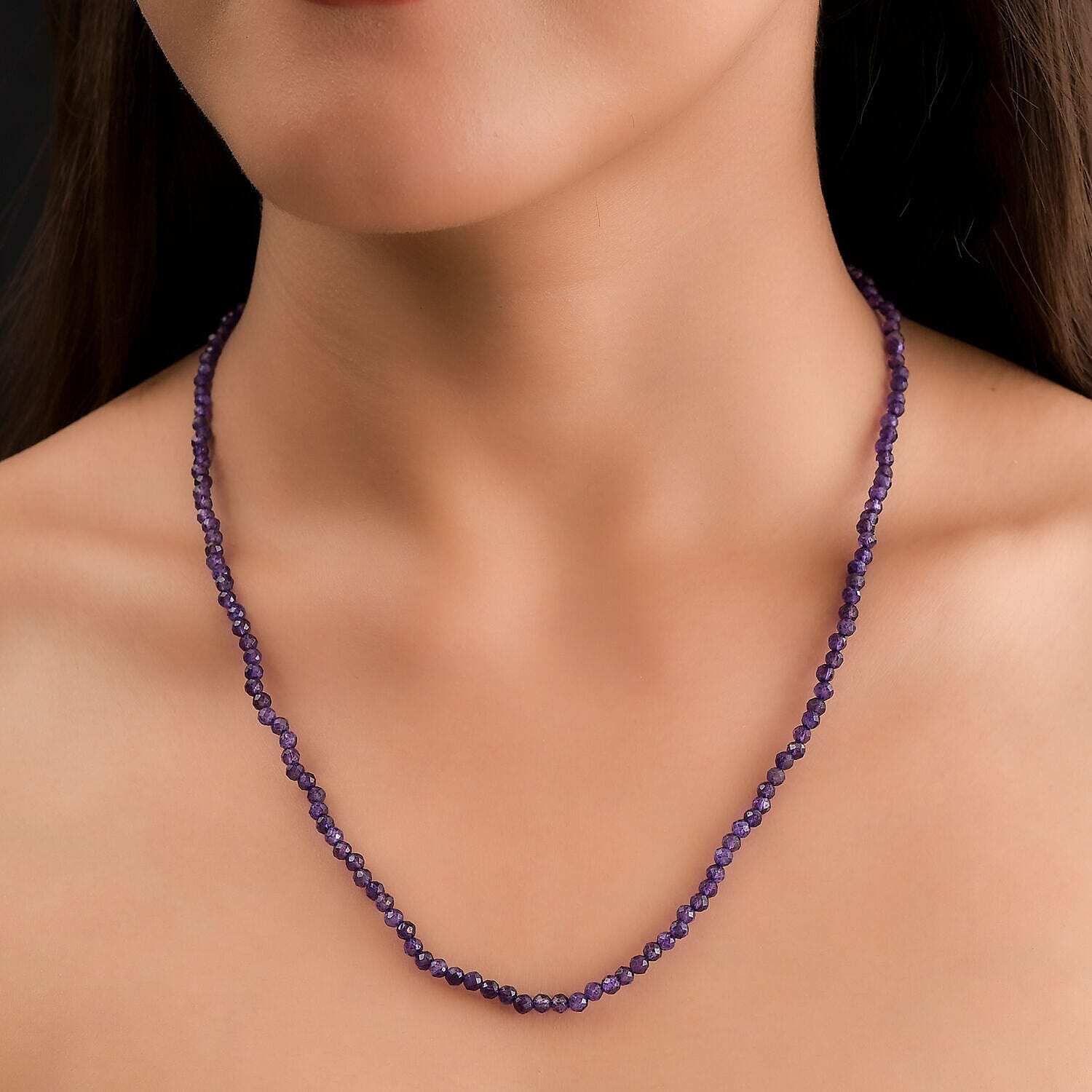 African Amethyst Necklace (Size - 20) With Magnetic Clasp in Stainless Steel