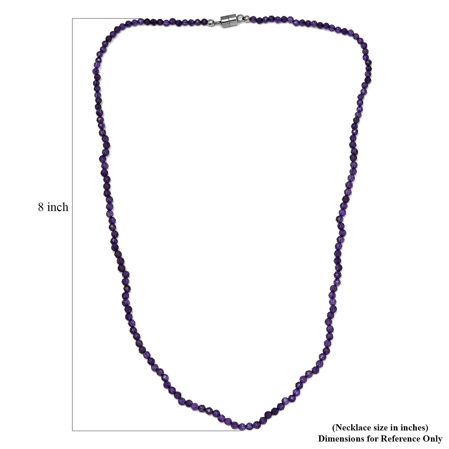 African Amethyst Necklace (Size - 20) With Magnetic Clasp in Stainless Steel