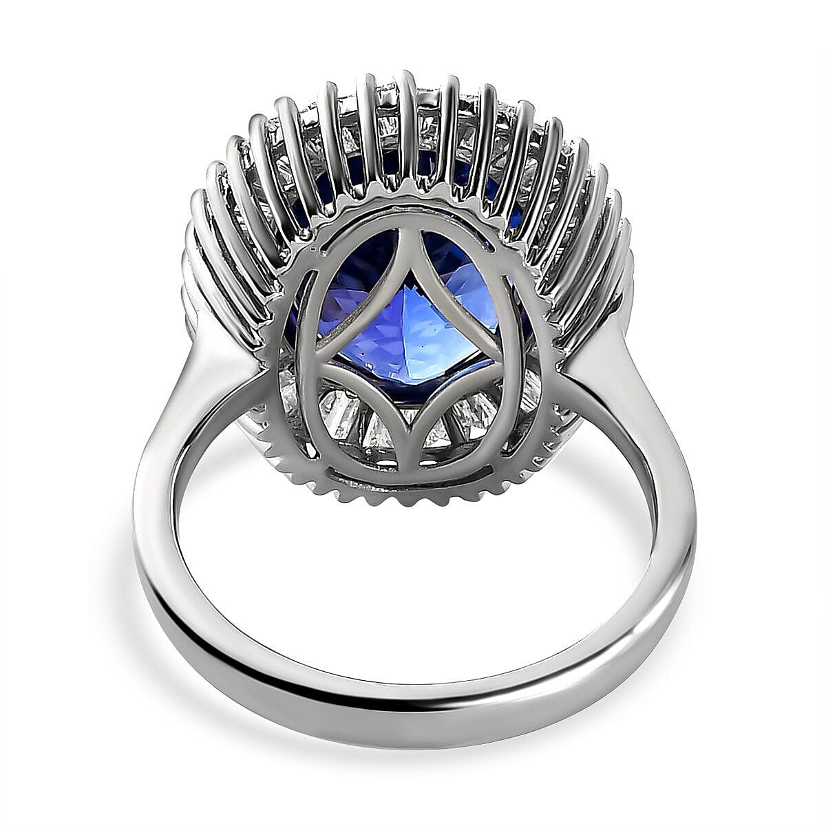 Doorbuster - RHAPSODY 950 Platinum AAAA  Premium Tanzanite and Diamond (VS-E-F) Ring 10.00 Ct, Platinum Wt 7.85 Gms