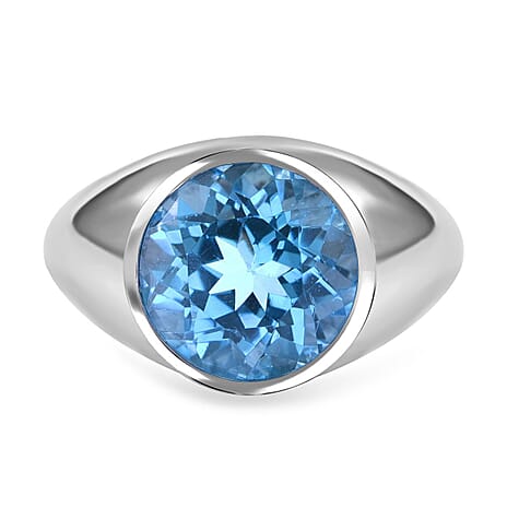 Marambaia Topaz Solitaire Ring in Rhodium Overlay Sterling Silver 6.20 Ct