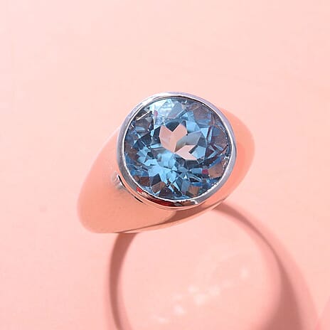 Marambaia Topaz Solitaire Ring in Rhodium Overlay Sterling Silver 6.20 Ct