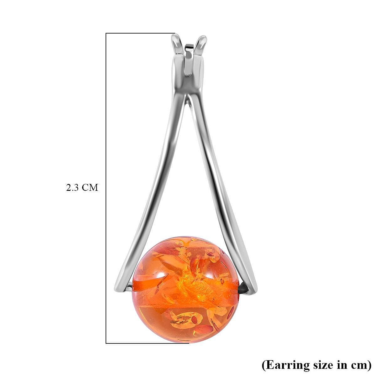 Amber Earrings (With Clasp) in Rhodium Overlay Sterling Silver
