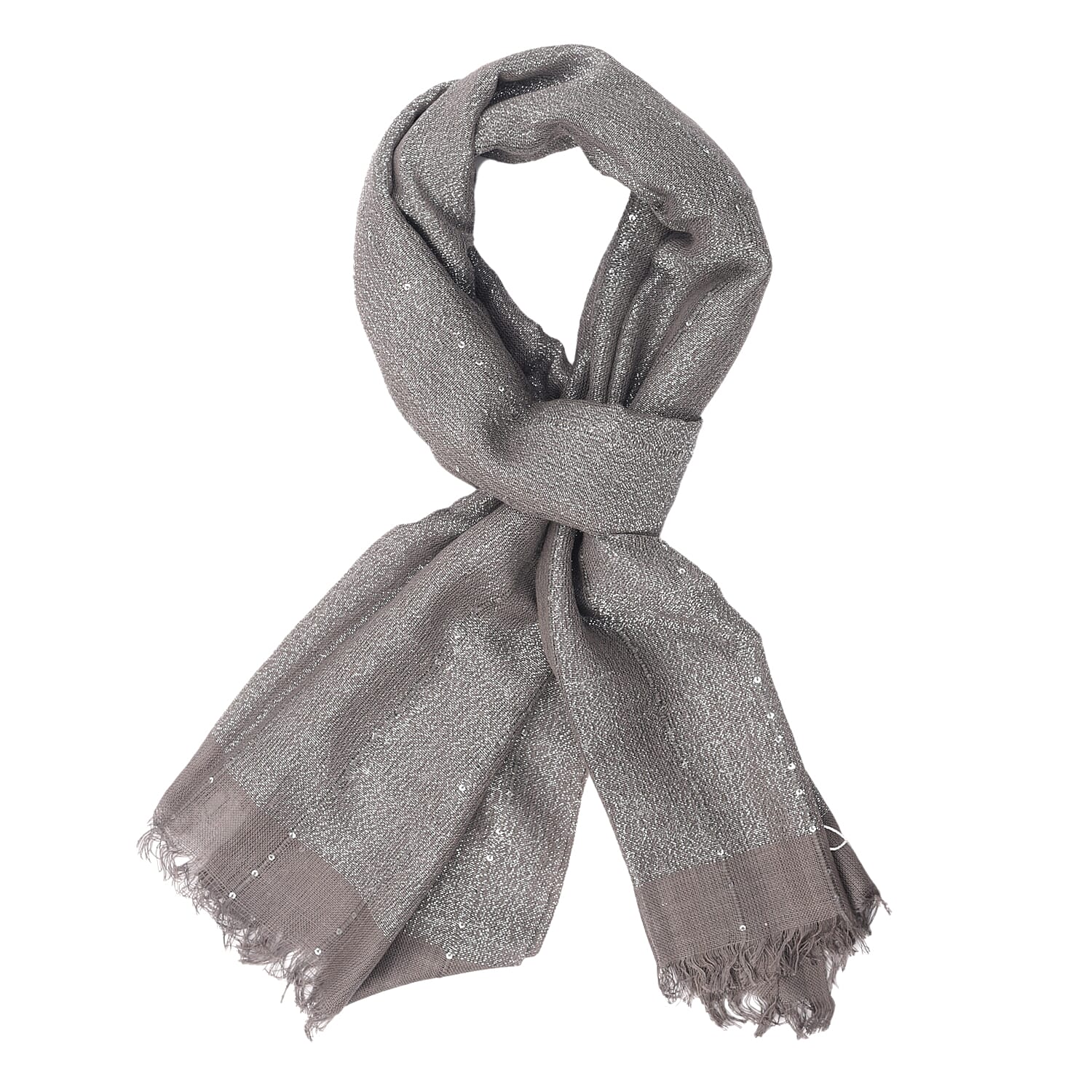 Viscose Shiny Metallic Mesh Shawl - Charcoal