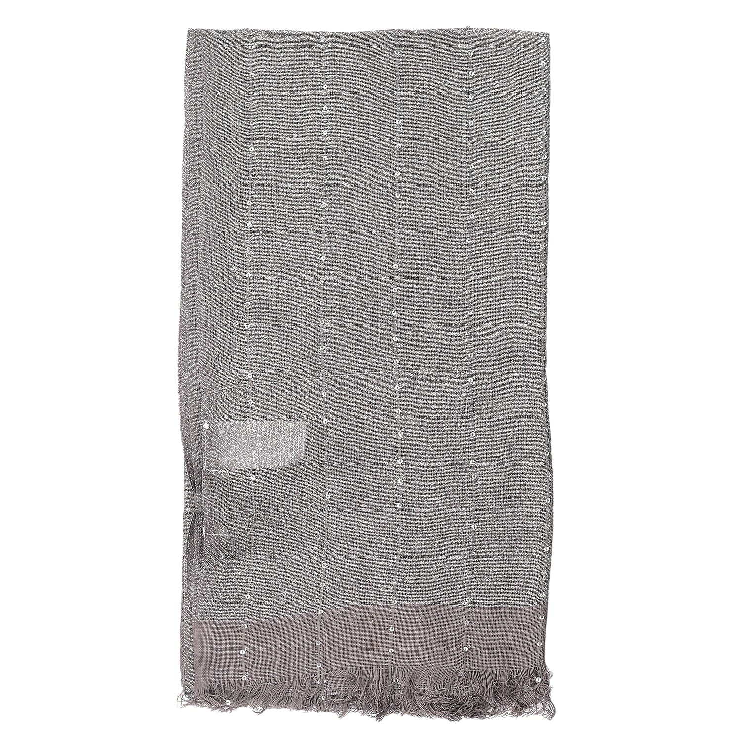 Viscose Shiny Metallic Mesh Shawl - Charcoal