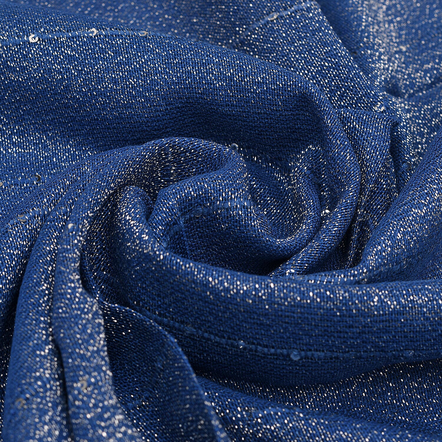 Viscose Shiny Metallic Mesh Shawl - Blue