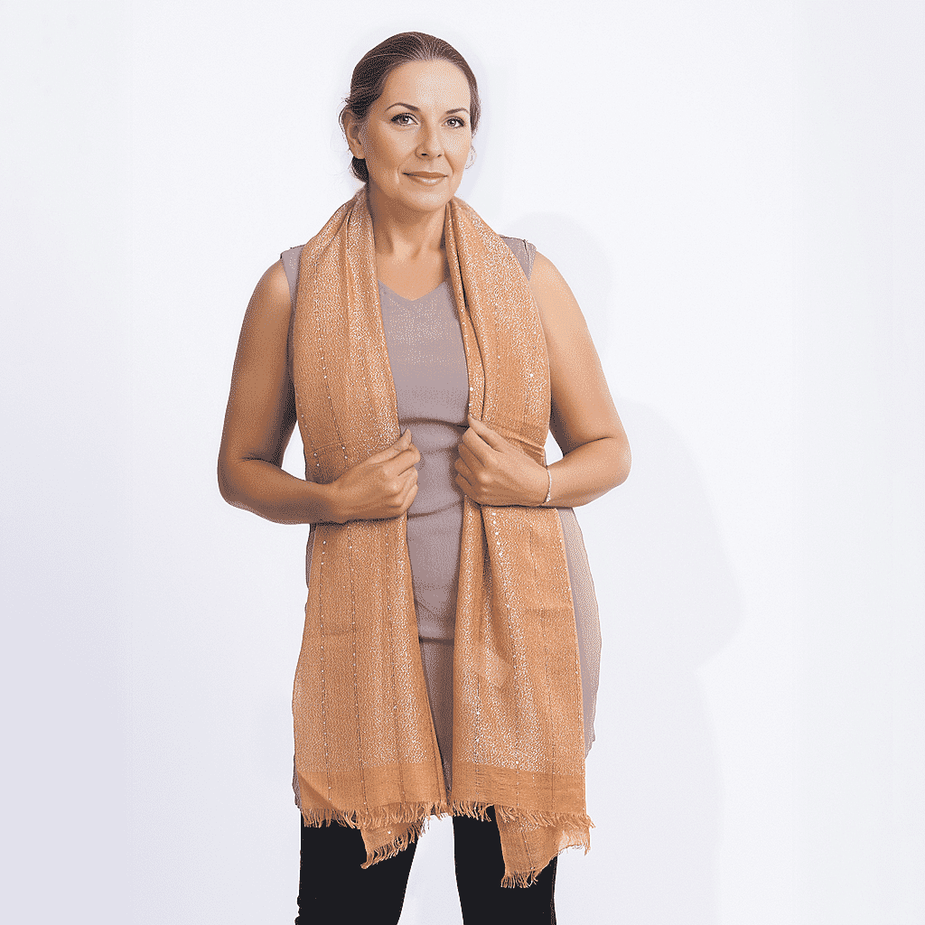 Viscose Shiny Metallic Shawl - Gold