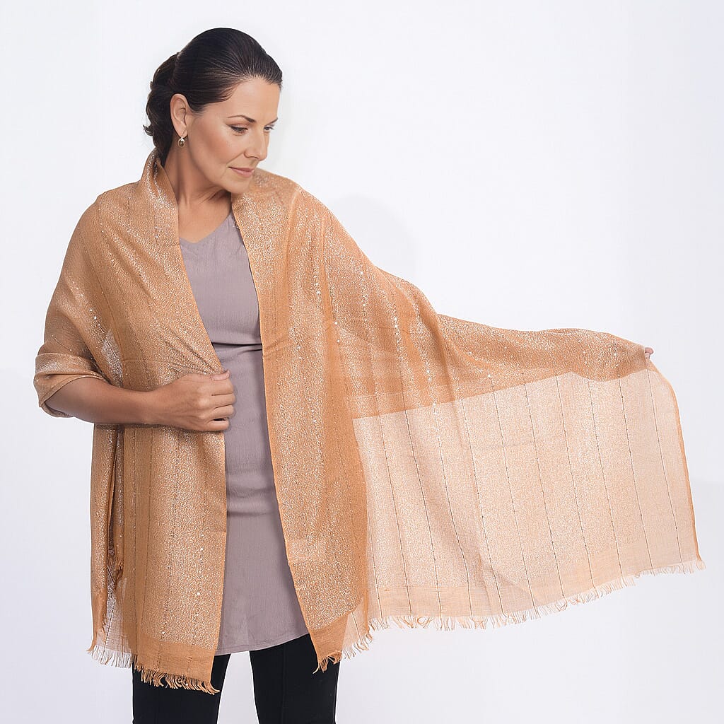 Viscose Shiny Metallic Shawl - Gold