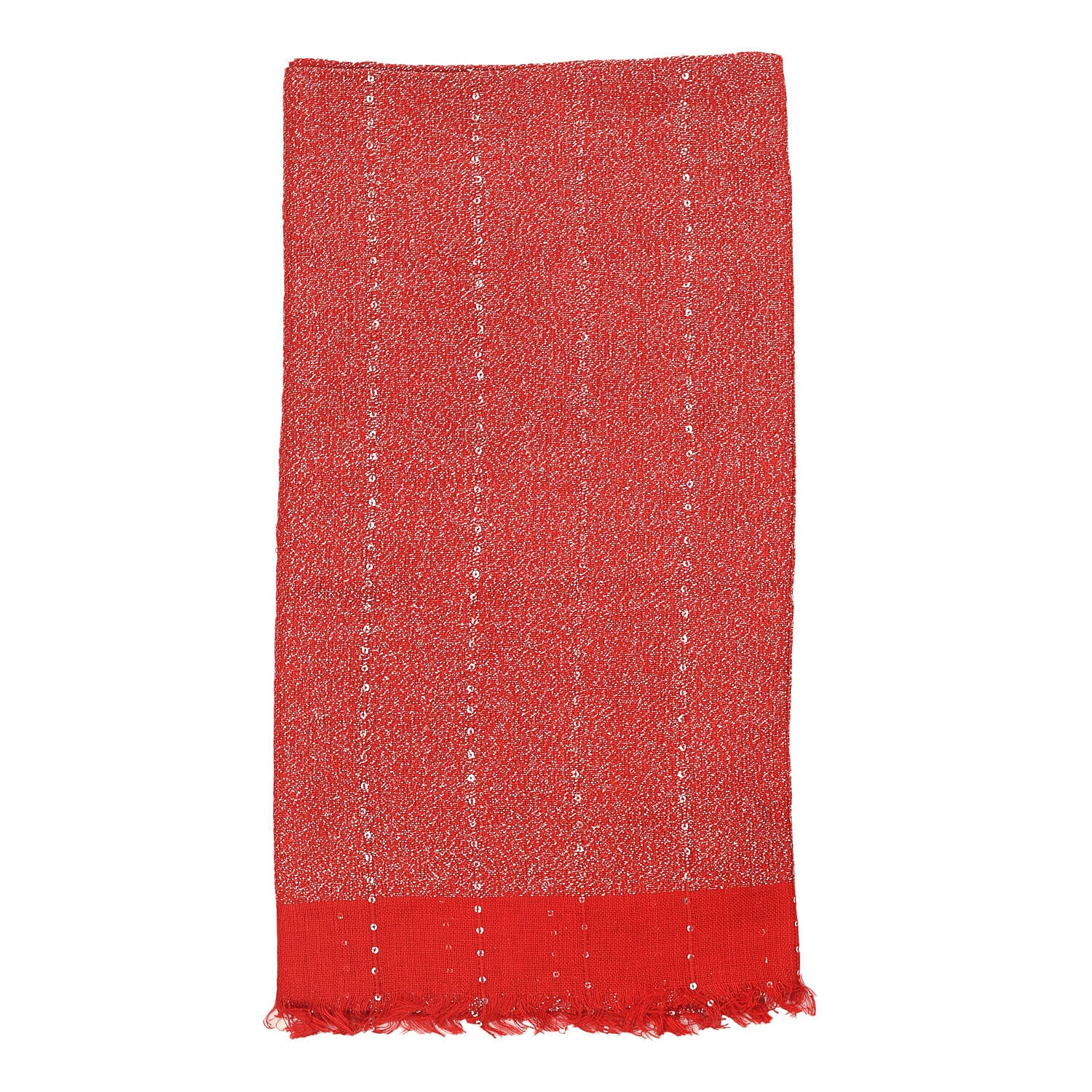 Viscose Shiny Metallic Mesh Shawl - Red