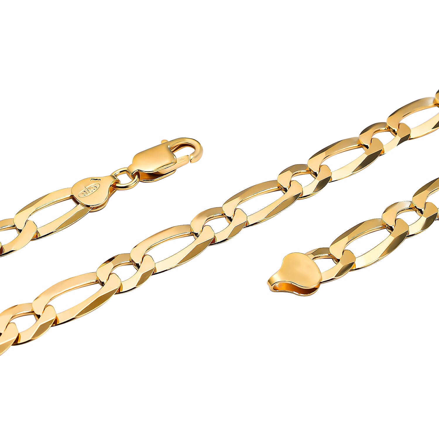 Italian Made - Yellow Gold Overlay Sterling Silver Figaro Necklace (Size - 24), Silver Wt. 34.89 Gms