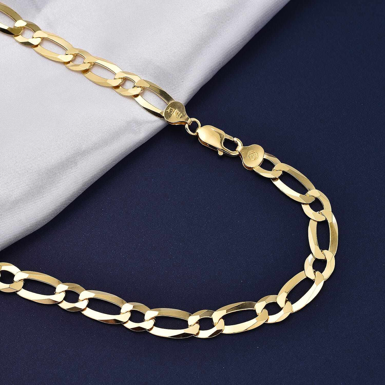 Italian Made - Yellow Gold Overlay Sterling Silver Figaro Necklace (Size - 24), Silver Wt. 34.89 Gms