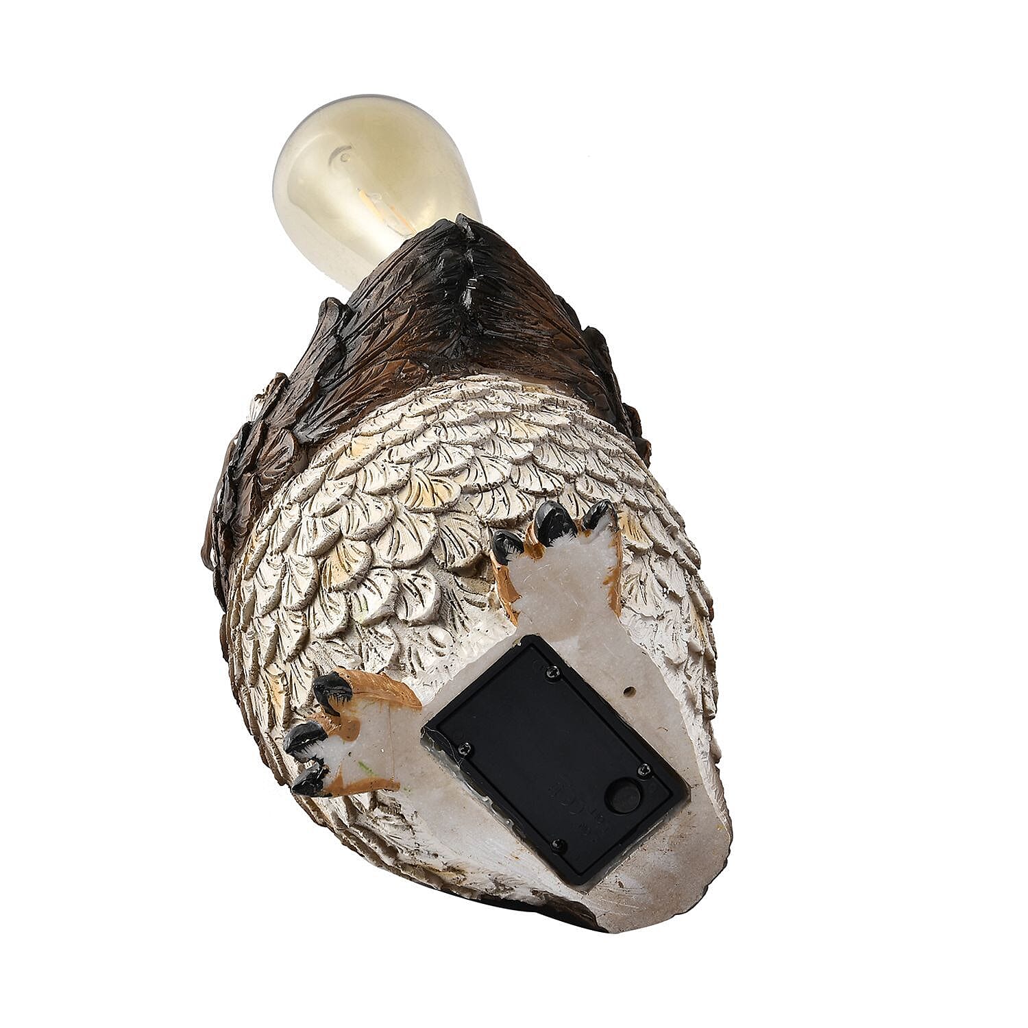 Owl with Solar Lamp Bulb (Size 25x16x15 cm) - White & Black