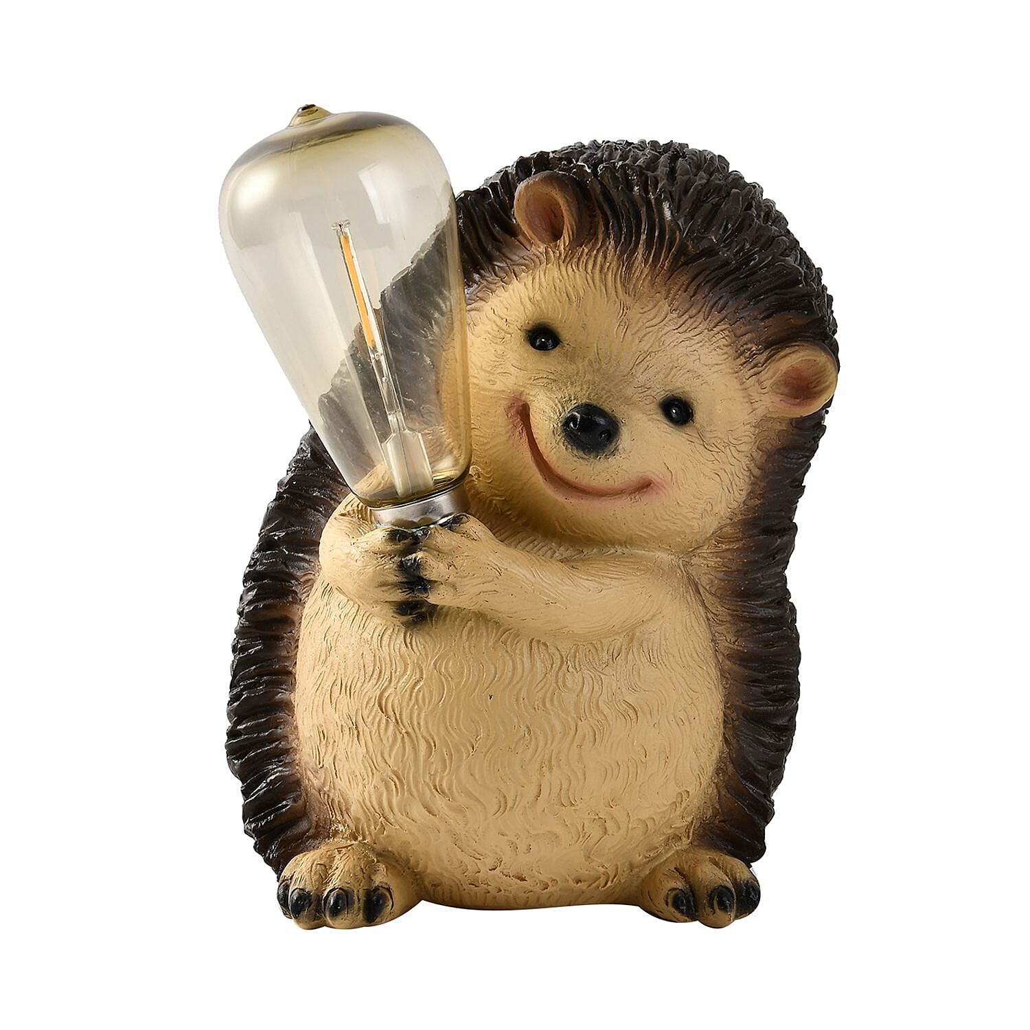 Hedgehog with Solar Lamp Bulb (Size 22x16x15 cm) - Brown
