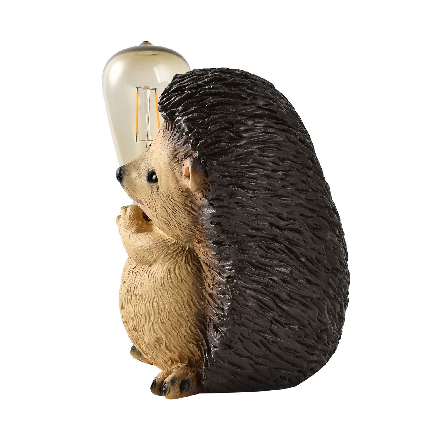 Hedgehog with Solar Lamp Bulb (Size 22x16x15 cm) - Brown