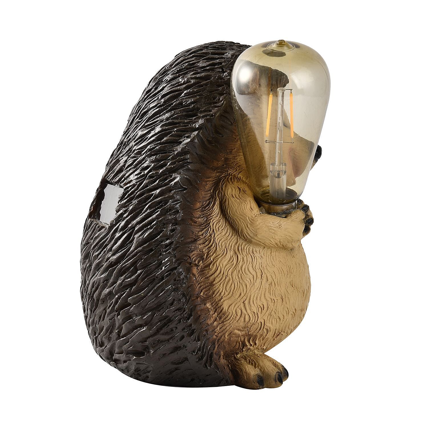 Hedgehog with Solar Lamp Bulb (Size 22x16x15 cm) - Brown