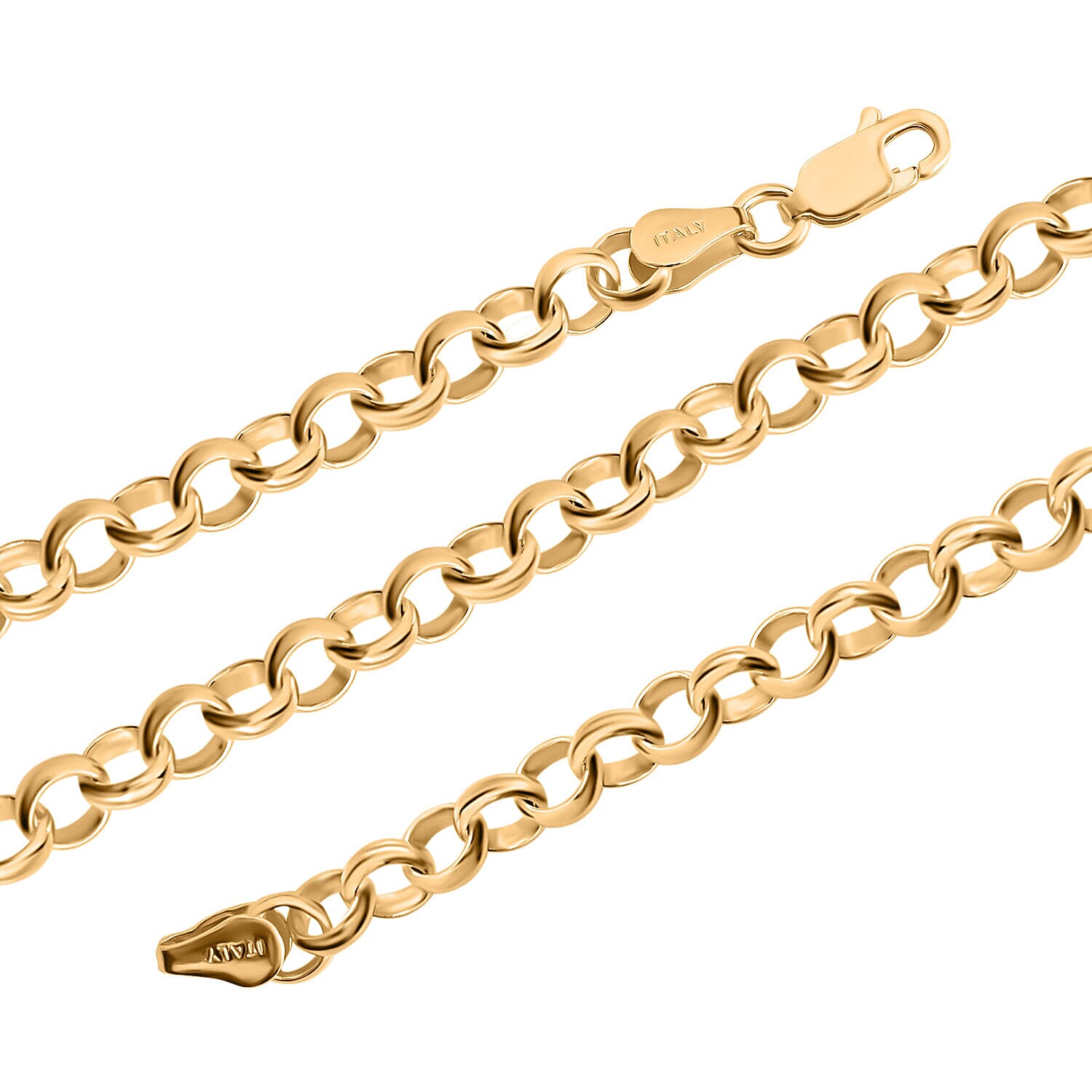 SILVER MELTDOWN- Solid Link rose Gold Overlay Sterling Silver Classic Round Belcher  Necklace (Size - 20) with Lobster Clasp, Silver Wt. 19.00 Gms