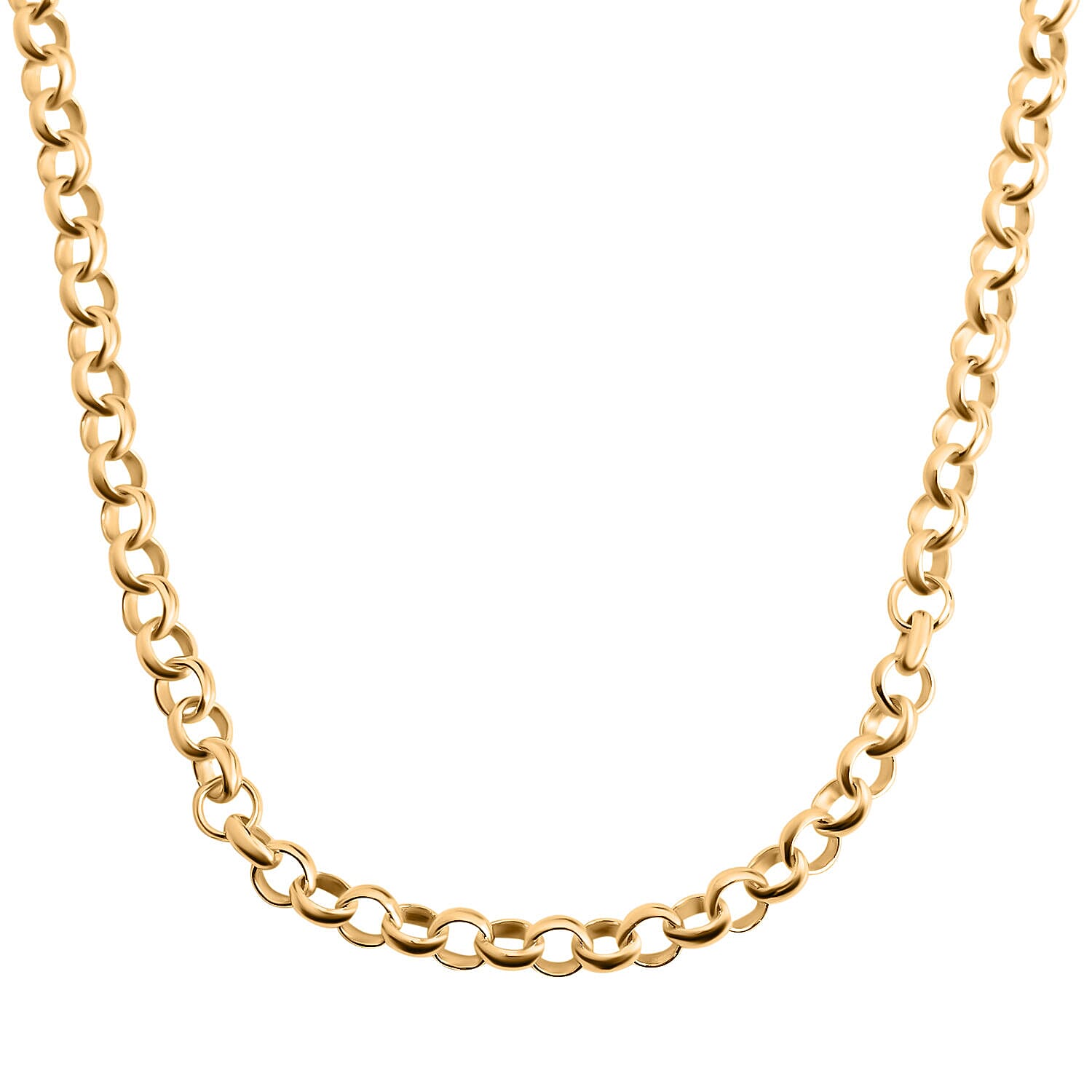 SILVER MELTDOWN- Solid Link rose Gold Overlay Sterling Silver Classic Round Belcher  Necklace (Size - 20) with Lobster Clasp, Silver Wt. 19.00 Gms