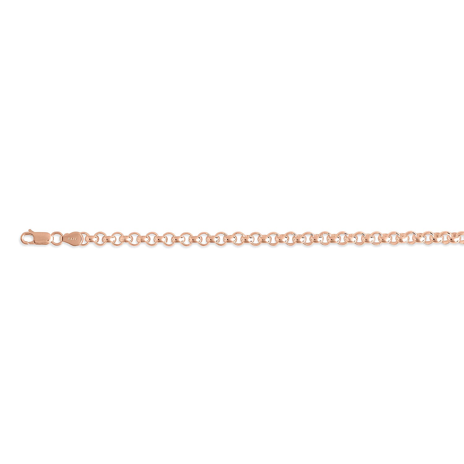 SILVER MELTDOWN- SOLID Link Rose Gold Overlay Sterling Silver Classic Round Necklace (Size - 20), Silver Wt. 17.90 Gms