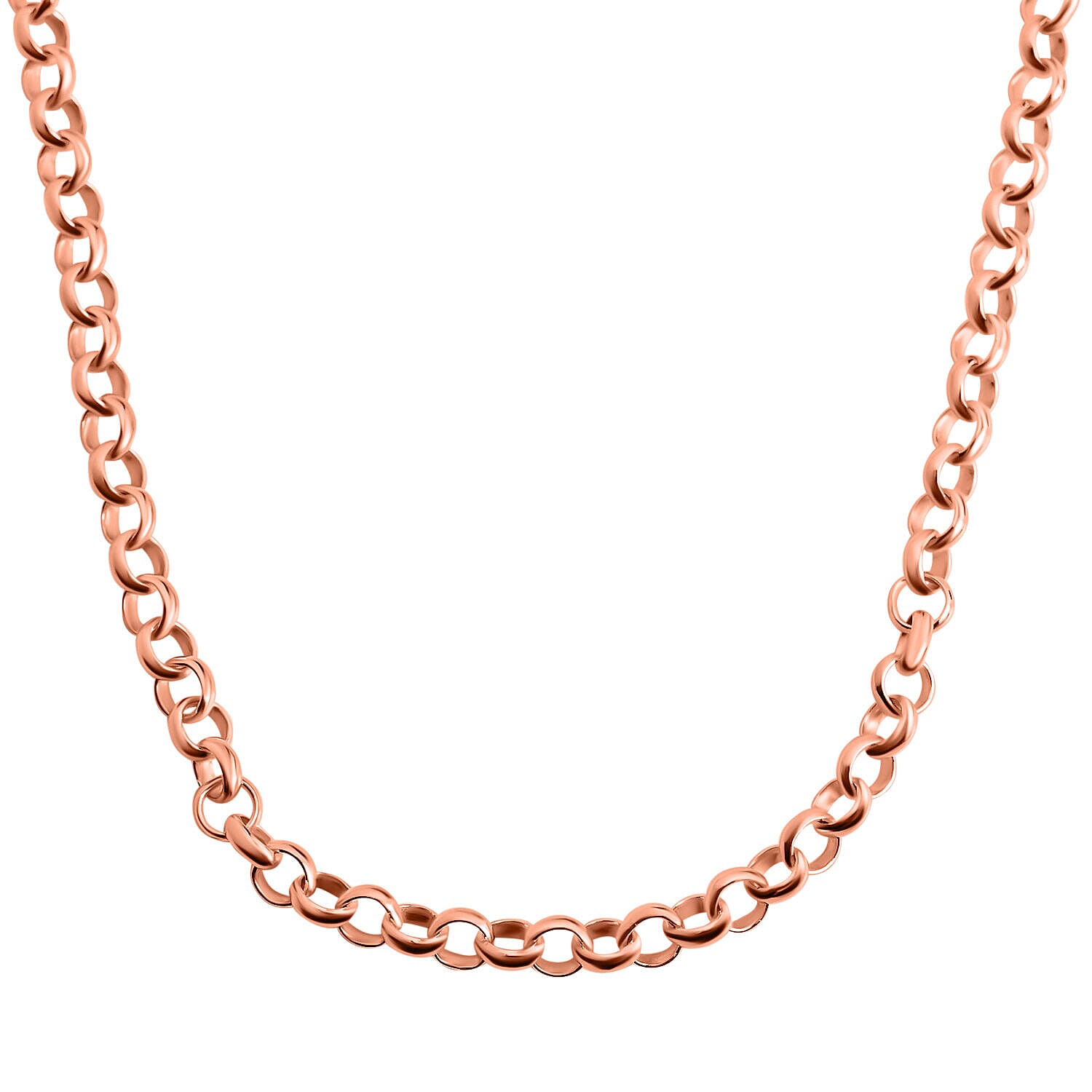 SILVER MELTDOWN- SOLID Link Rose Gold Overlay Sterling Silver Classic Round Necklace (Size - 20), Silver Wt. 17.90 Gms