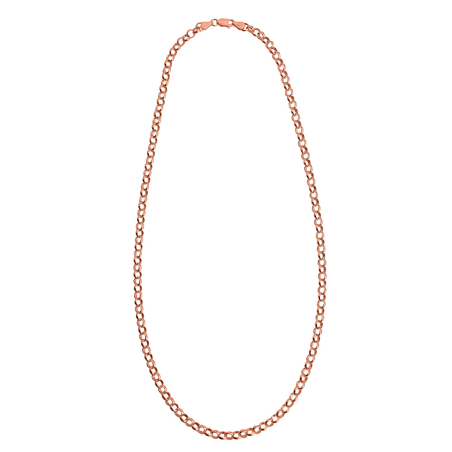 SILVER MELTDOWN- SOLID Link Rose Gold Overlay Sterling Silver Classic Round Necklace (Size - 20), Silver Wt. 17.90 Gms