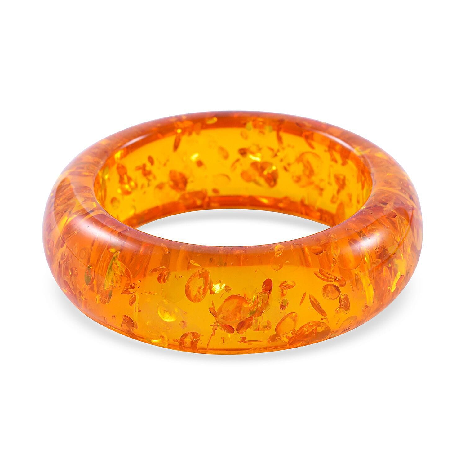 Amber Stone Bangle in Platinum Overlay Sterling Silver (Size 7.25).