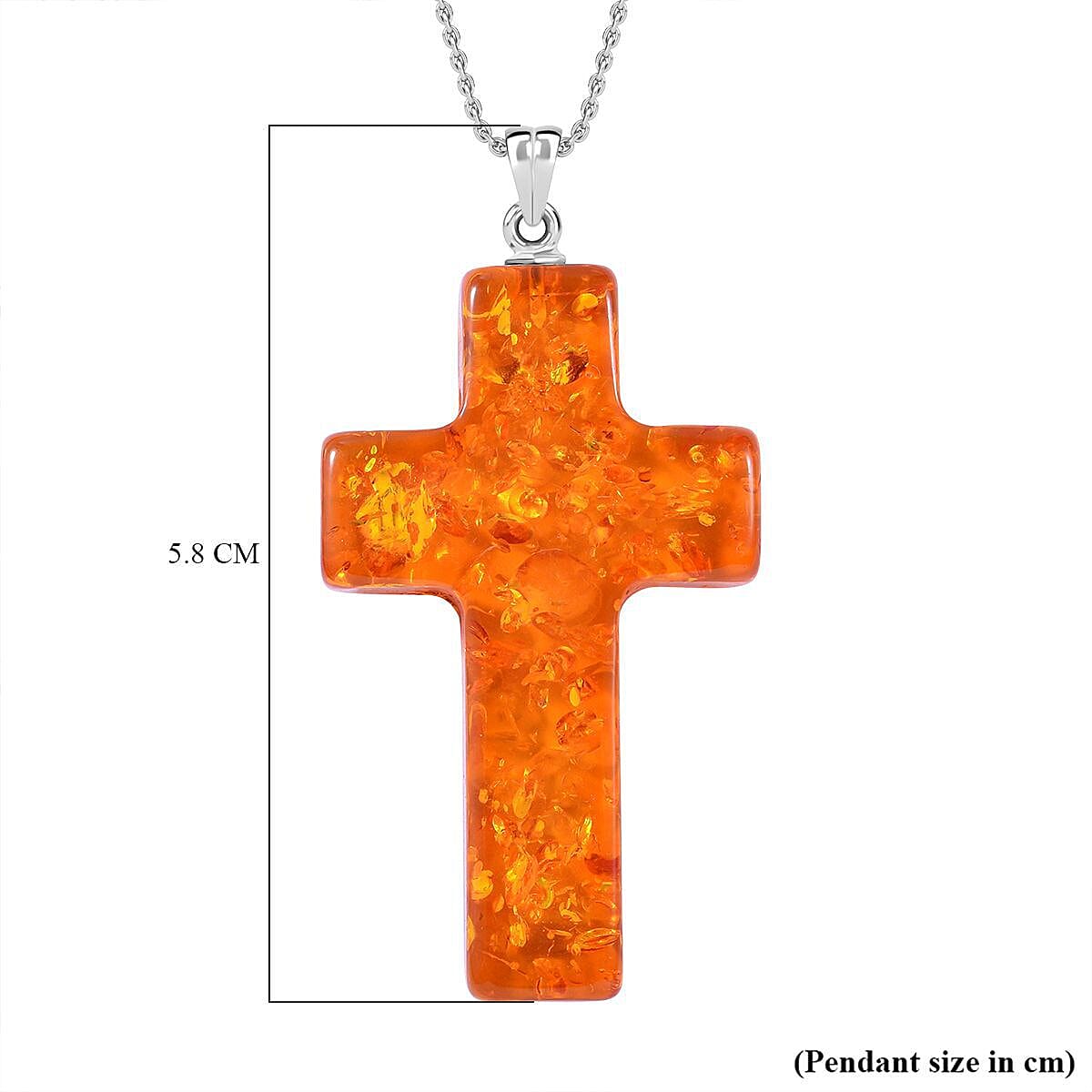 Amber Crucifix Pendant in Rhodium Overlay Sterling