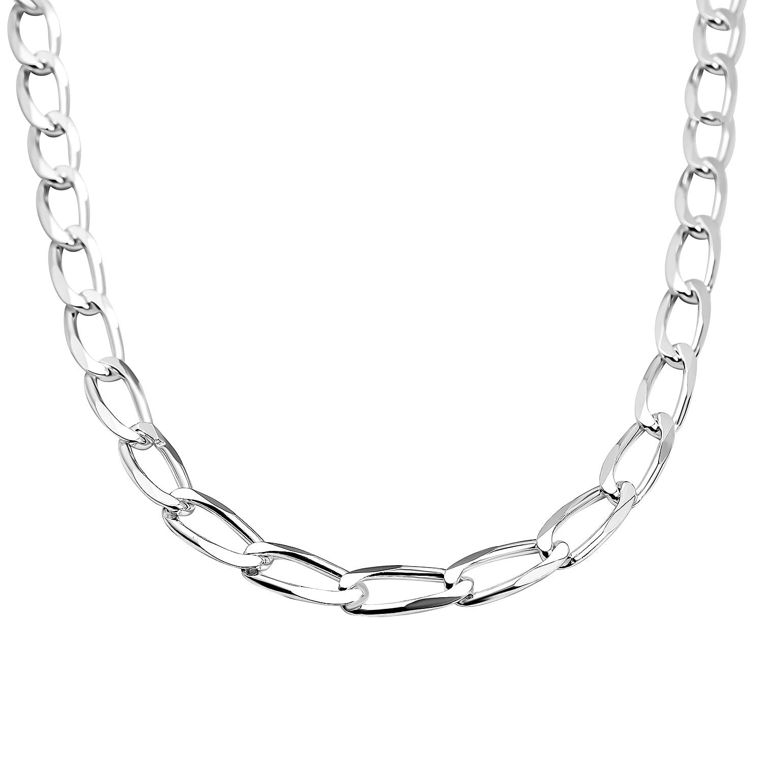 One Time Deal - Rhodium Overlay Sterling Silver Necklace (Size - 24) with Lobster Clasp, Silver Wt. 21.30 Gms
