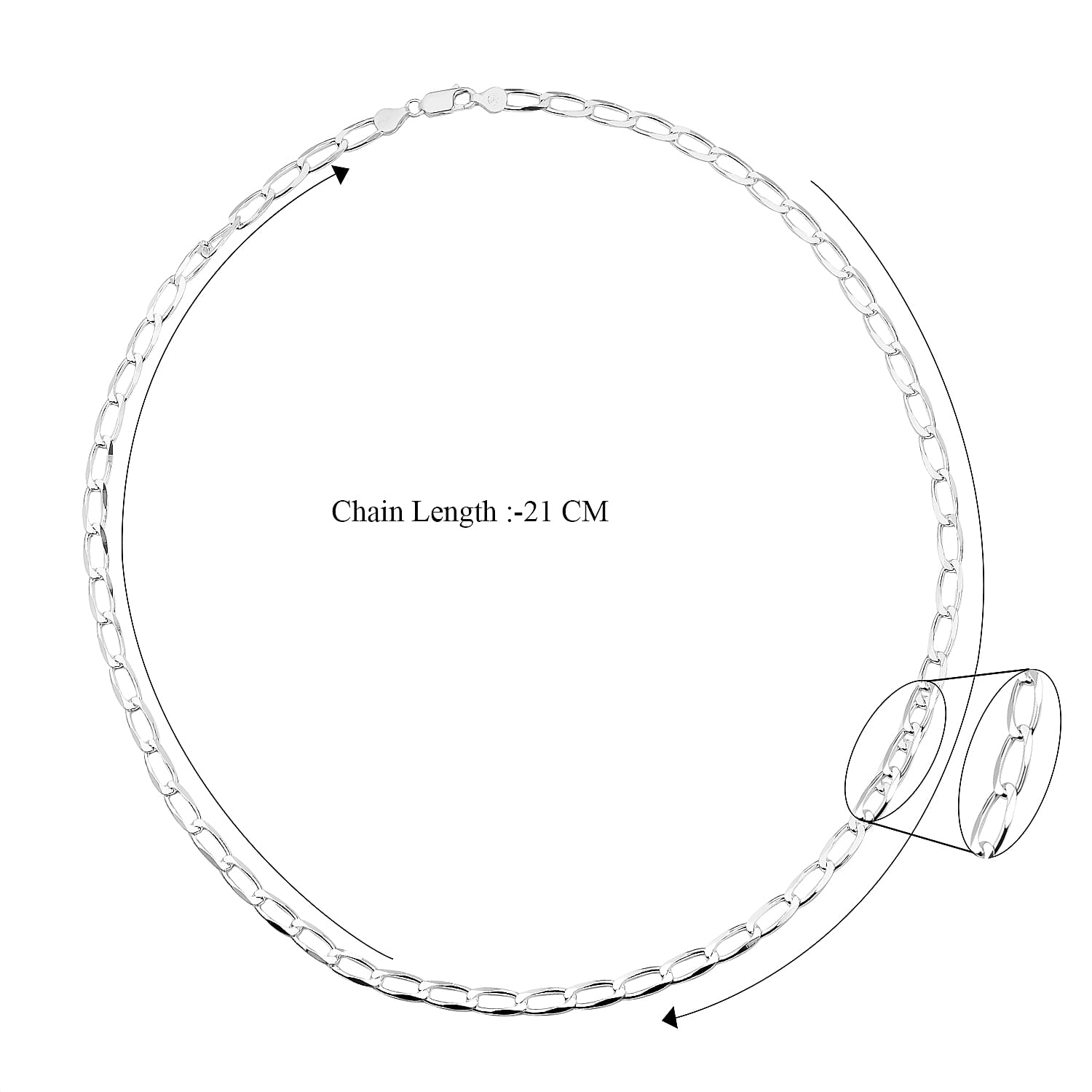 One Time Deal - Rhodium Overlay Sterling Silver Necklace (Size - 24) with Lobster Clasp, Silver Wt. 21.30 Gms