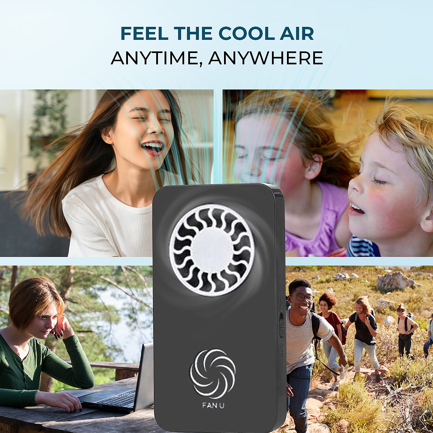 FanU - Portable easy to Carry Fan - Black