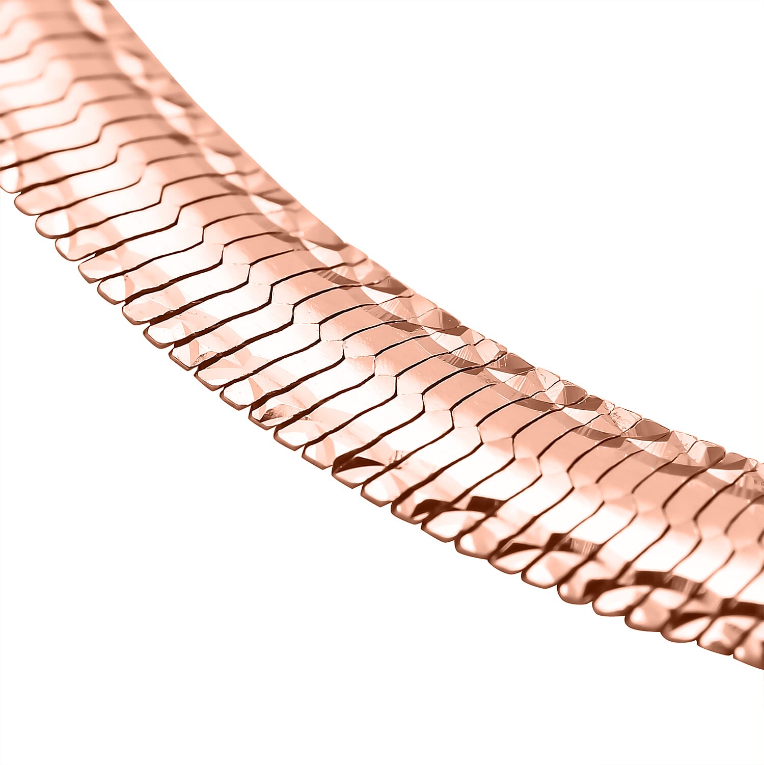 Italian Made - Rose Gold Overlay Sterling Silver Herringbone Bracelet (Size - 7.5)