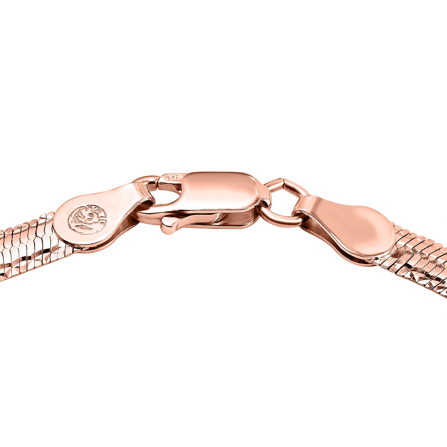 Italian Made - Rose Gold Overlay Sterling Silver Herringbone Bracelet (Size - 7.5)