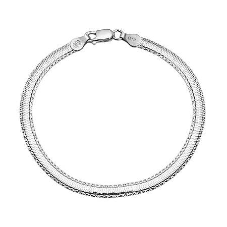 Italian Made Closeout - Herringbone Sterling Silver Bracelet (Size - 7.5)