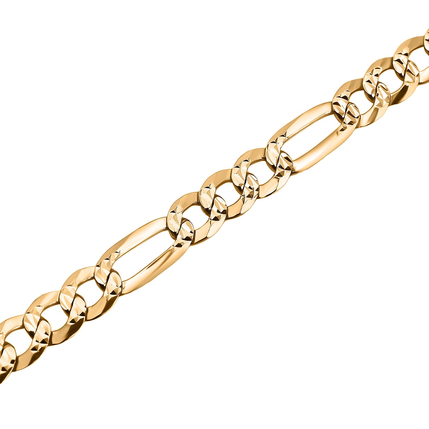 Italian Closeout Deal - Yellow Gold Overlay Sterling Silver Figaro Bracelet (Size - 7.5) with Lobster Clasp Wt - 4.20 Gms