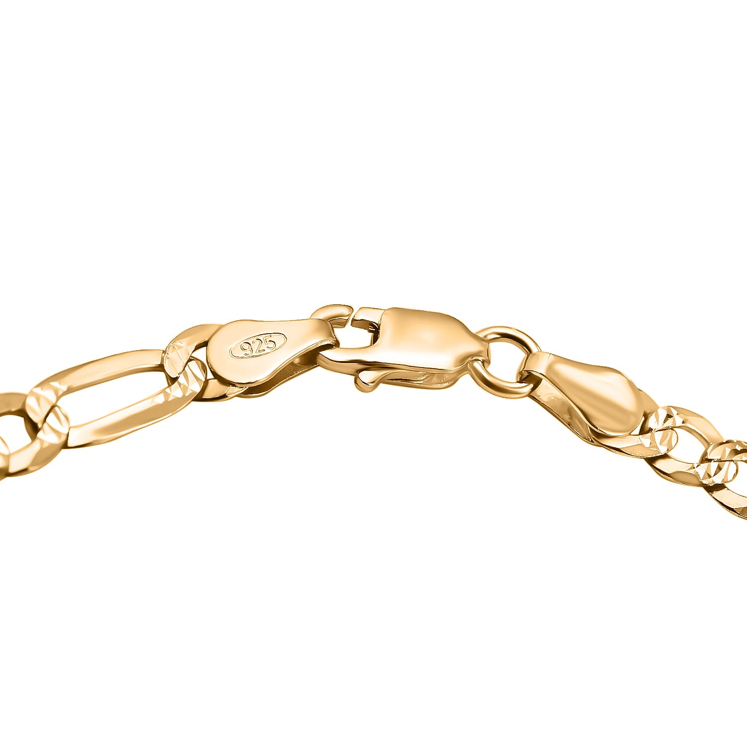 Italian Closeout Deal - Yellow Gold Overlay Sterling Silver Figaro Bracelet (Size - 7.5) with Lobster Clasp Wt - 4.20 Gms