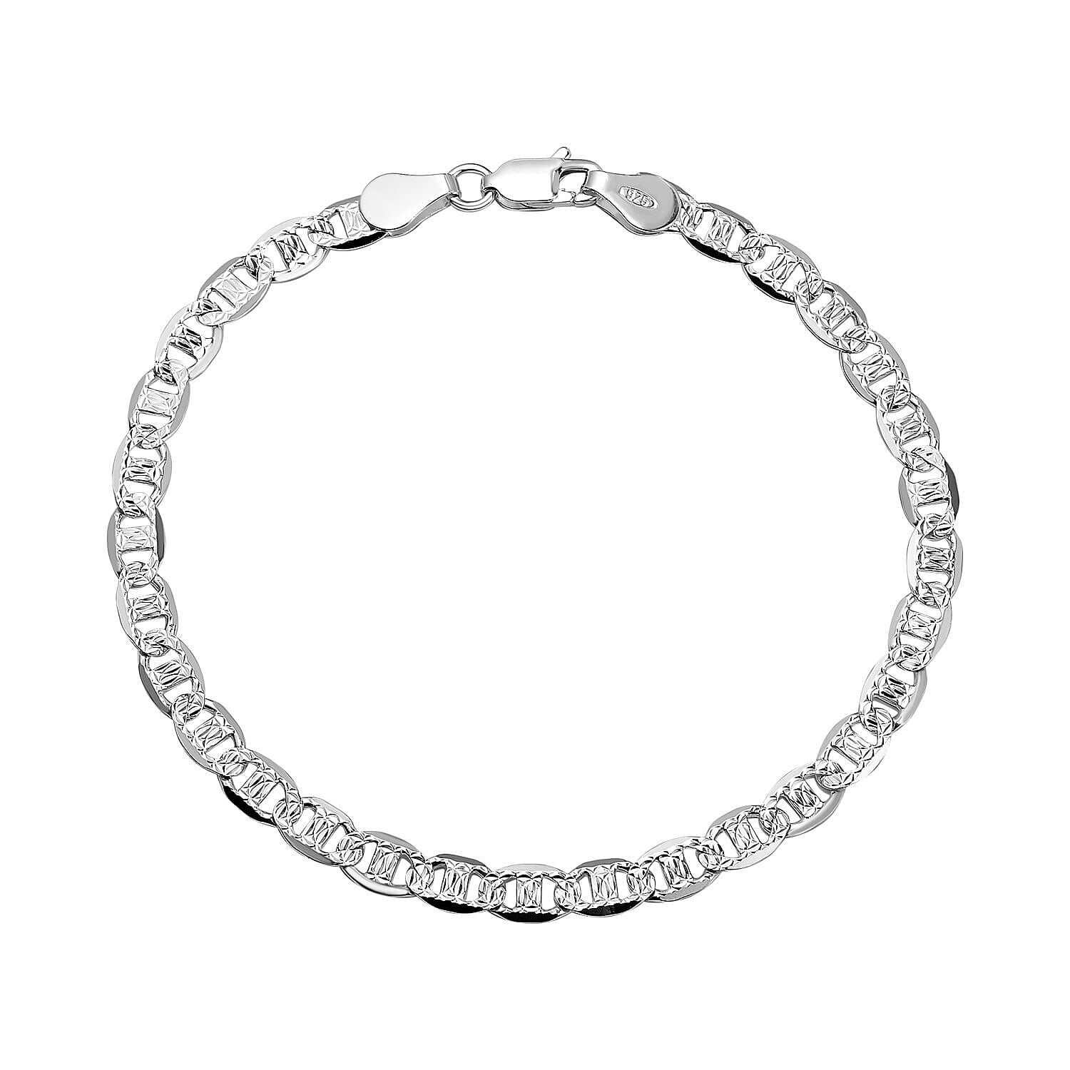 Vicenza Closeout - Rhodium Overlay Sterling Silver Bracelet (Size - 7.5)