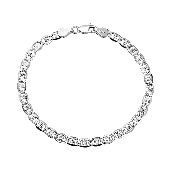 Vicenza Closeout - Rhodium Overlay Sterling Silver Bracelet (Size - 7.5 ...